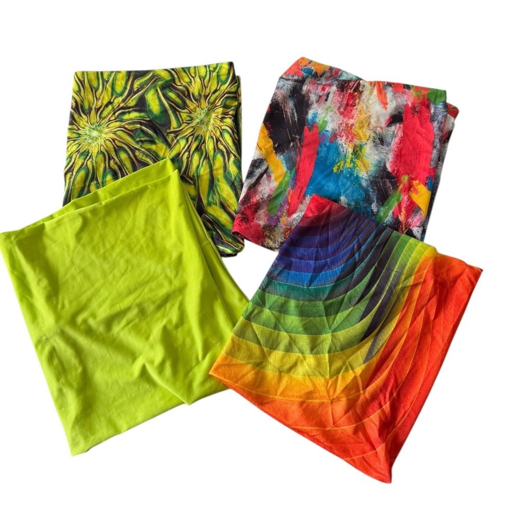 Book Sox Lot of‎ 4 Book Covers Y2k Fabric Colorful Abstract Green Rainbow 611